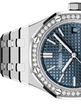 Audemars Piguet Royal Oak 50th Anniversary Diamond Ice Blue Dial Silver Steel Strap Watch for Men - 15551ST.ZZ.1356ST.01