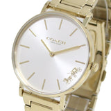 Coach Perry White Dial Gold Steel Strap Watch for Women - 14503345