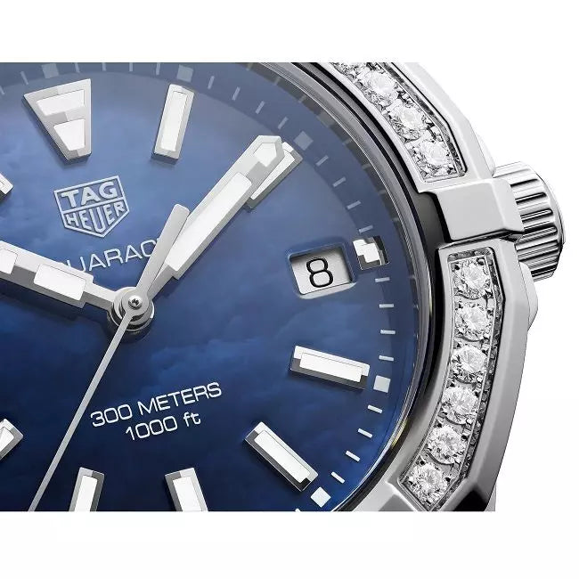 Tag Heuer Aquaracer Quartz Diamonds Blue Dial Silver Steel Strap Watch for Women - WAY131N.BA0748