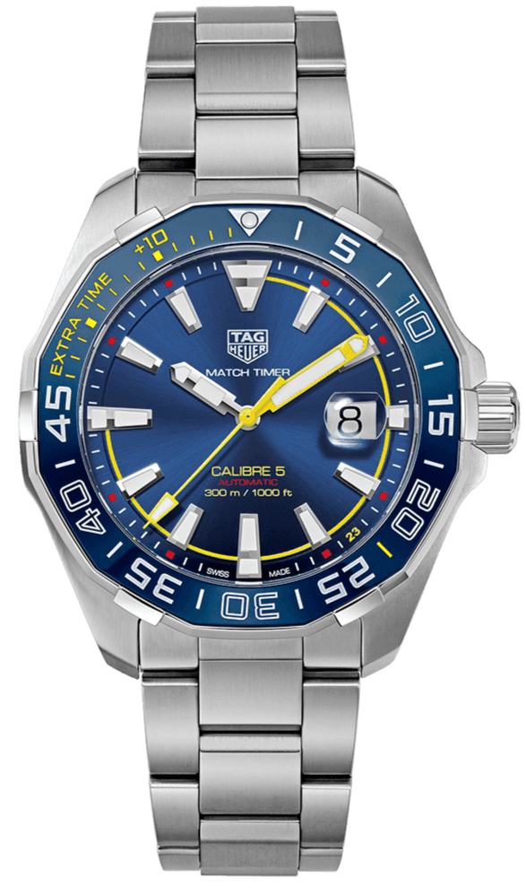 Tag Heuer Aquaracer Caliber 5 Match Timer Shinji Kagawa Edition Blue Dial Silver Steel Strap Watch for Men - WAY201H.BA0927