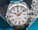 Tag Heuer Aquaracer Calibre 5 watch with white dial