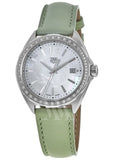 Tag Heuer Formula 1 Quartz 35mm Mother of Pearl Dial Green Leather Strap Watch for Women - WBJ131A.FC8249