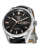 Tag Heuer Carrera Day Date Black Dial Black Leather Strap Watch for Men - WBN2013.FC6503