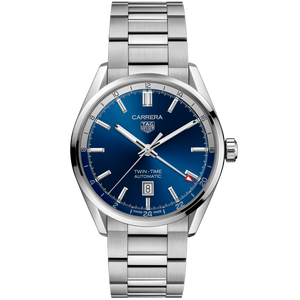 Tag Heuer Carrera Twin Time Blue Dial Silver Steel Strap Watch for Men - WBN201A.BA0640