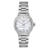 Tag Heuer Carrera Date Diamonds Mother of Pearl Dial Silver Steel Strap Watch for Women - WBN2414.BA0621