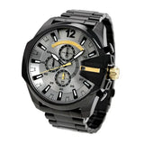 Diesel Mega Chief Chronograph Grey Dial Black Steel Strap Watch For Men - DZ4479