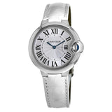 Cartier Ballon Bleu De Cartier Silver Dial White Leather Strap Watch for Women - W6920086