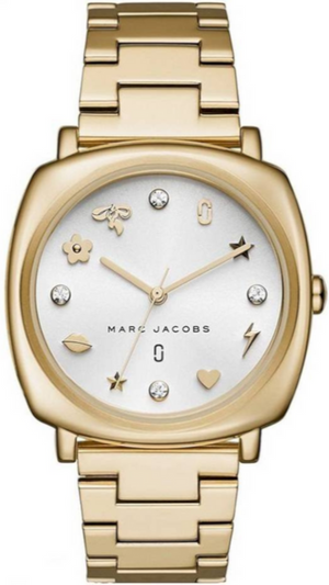 Marc Jacobs Mandy White Dial Gold Steel Strap Watch for Women - MJ3573