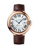 Cartier Ballon Bleu de Cartier Silver Dial Brown Leather Strap Watch for Men - WGBB0030