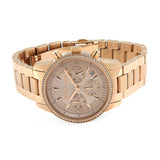 Michael Kors Ritz Chronograph Rose Gold Dial Rose Gold Steel Strap Watch for Women - MK6357