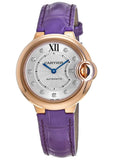 Cartier Ballon Bleu De Cartier Diamonds Silver Dial Pink Leather Strap Watch for Women - WJBB0010