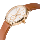 Michael Kors Portia Quartz White Dial Brown Leather Strap Watch For Women - MK2734