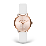 Michael Kors Portia Rose Gold Dial White Leather Strap Watch For Women - MK2660