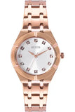 Guess Crystalline Diamonds Silver Dial Rose Gold Steel Strap Watch for Women - GW0114L3