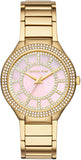 Michael Kors Kerry Mother of Pearl Dial Gold Steel Strap Watch for Women - MK3396