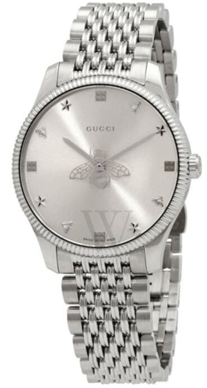 Gucci G Timeless Quartz Silver Dial Silver Steel Strap Watch For Women - YA1264153