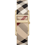 Burberry Pioneer Champagne Dial Haymarket Beige Leather Strap Watch for Women - BU9407