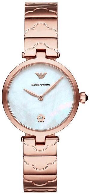 Emporio Armani Mother of Pearl Dial Rose Gold Steel Strap Watch For Women - AR11236