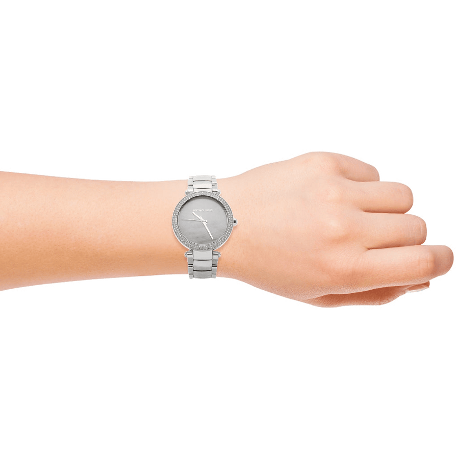 Michael Kors Parker Mother of Pearl Silver Steel Strap Watch for Women - MK6424