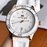 Michael Kors Runway Quartz White Dial White Rubber Strap Watch For Women - MK6853