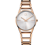 Calvin Klein Stately White Dial Rose Gold Steel Strap Watch for Women - K3G23626