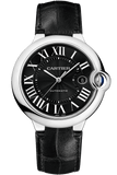 Cartier Ballon Bleu De Cartier Black Dial Black Leather Strap Watch for Men - WSBB0003