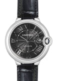 Cartier Ballon Bleu De Cartier Black Dial Black Leather Strap Watch for Men - WSBB0003