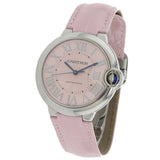 Cartier Ballon Bleu De Cartier Pink Dial Pink Leather Strap Watch for Women - WSBB0007