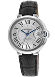 Cartier Ballon Bleu de Cartier Silver Dial Black Leather Strap Watch for Men - WSBB0026