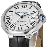 Cartier Ballon Bleu de Cartier Silver Dial Black Leather Strap Watch for Men - WSBB0026