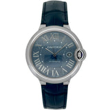 Cartier Ballon Bleu De Cartier Blue Dial Blue Leather Strap Watch for Men - WSBB0027