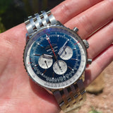 Breitling Navitimer B01 Chronograph 46 Blue Dial Silver Steel Strap Watch for Men - AB0137211C1A1