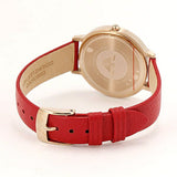 Emporio Armani Kappa Classic Quartz Silver Dial Red Leather Strap Watch For Women - AR11114