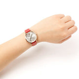 Emporio Armani Kappa Classic Quartz Silver Dial Red Leather Strap Watch For Women - AR11114