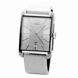 Calvin Klein Window White Dial White Leather Strap Watch for Men - K2M21120