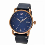 Fossil The Commuter Blue Dial Blue Leather Strap Watch for Men - FS5274