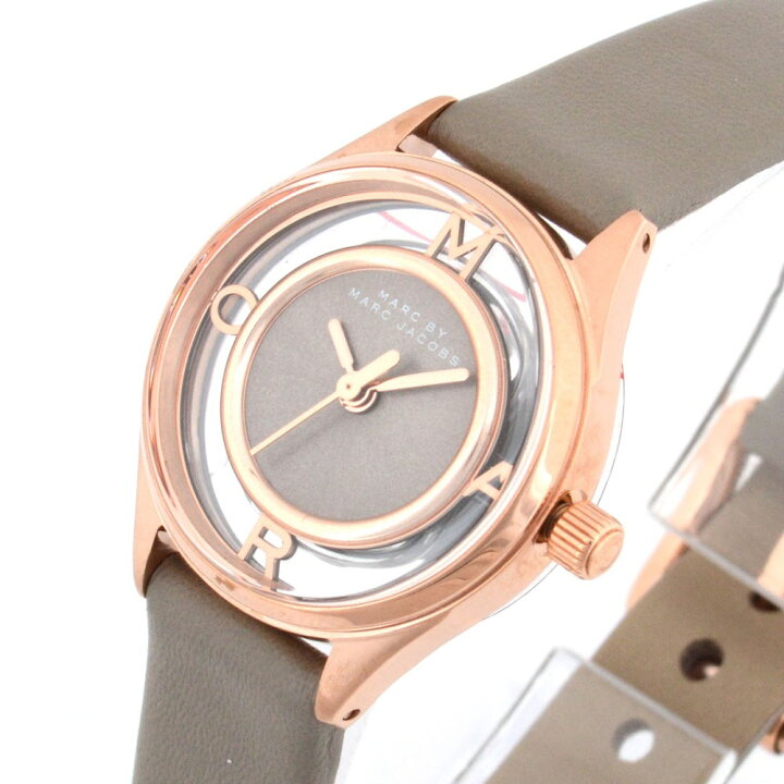 Marc Jacobs Tether Grey Dial Grey Leather Strap Watch for Women - MBM1375