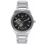 Maserati Stile Automatic Black Dial Silver Steel Strap Watch For Men - R8823142002