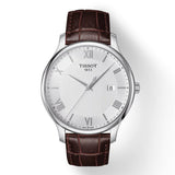 Tissot T Classic Tradition Silver Dial Brown Leather Strap Watch For Men - T063.610.16.038.00