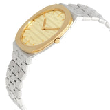 Gucci 25H Quartz Gold Dial Silver Steel Strap Watch for Women - YA163403