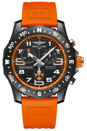 Breitling Endurance Pro Princeton University Edition Black Dial Orange Rubber Strap Watch for Men - X823104C1B1S1