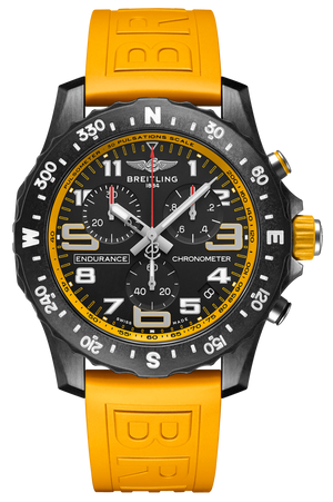 Breitling Endurance Pro Black Dial Yellow Rubber Strap Watch for Men - X82310A41B1S1