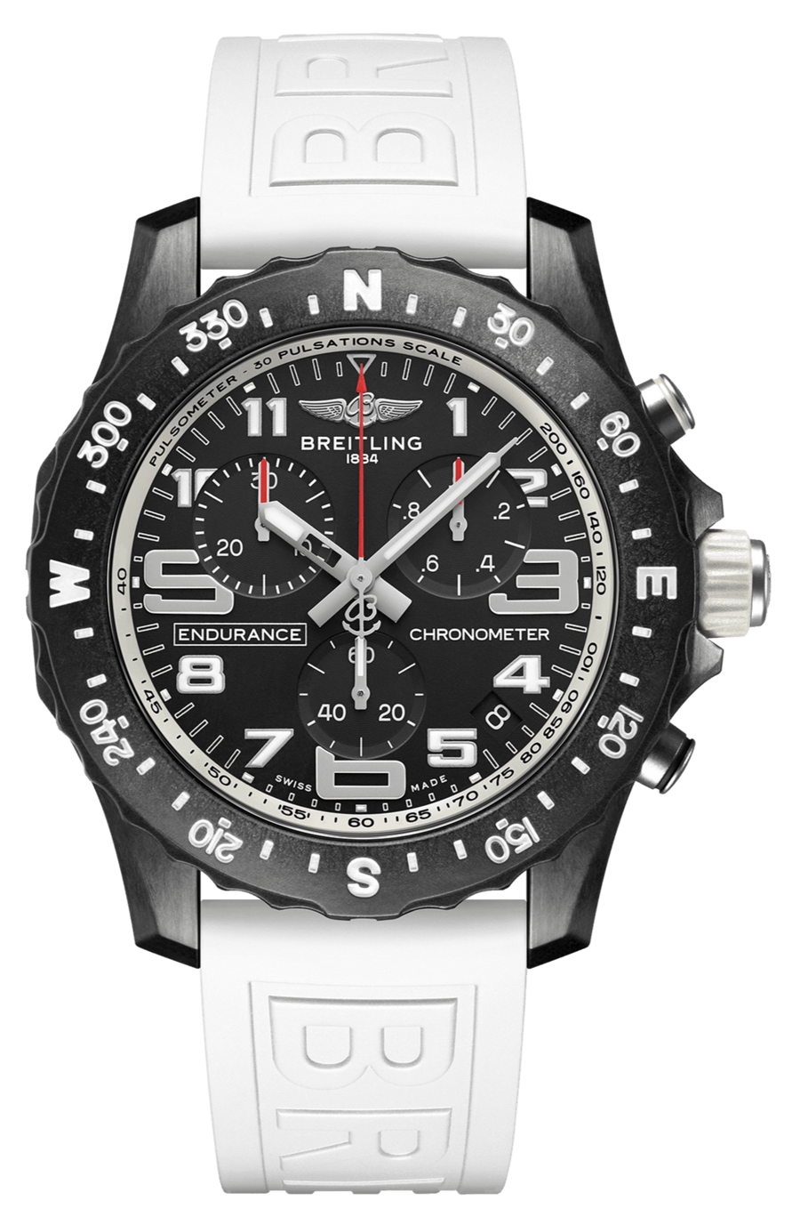 Breitling Endurance Pro Black Dial White Rubber Strap Watch for Men - X82310A71B1S1