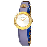 Versace V-Flare Silver Dial Purple Leather Strap Watch for Women - VEBN00318