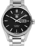 Tag Heuer Carrera Calibre 5 Automatic Black Dial Silver Steel Strap Watch for Men - WAR201A.BA0723