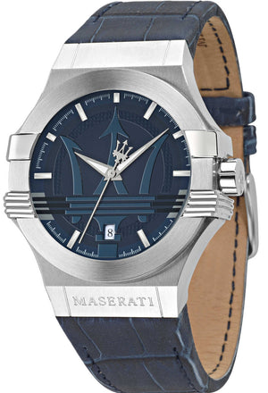 Maserati Potenza Blue Dial Blue Leather Strap Watch For Men - R8851108015