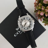 Coach Boyfriend Silver Dial Black Leather Strap Watch for Women - 14503152