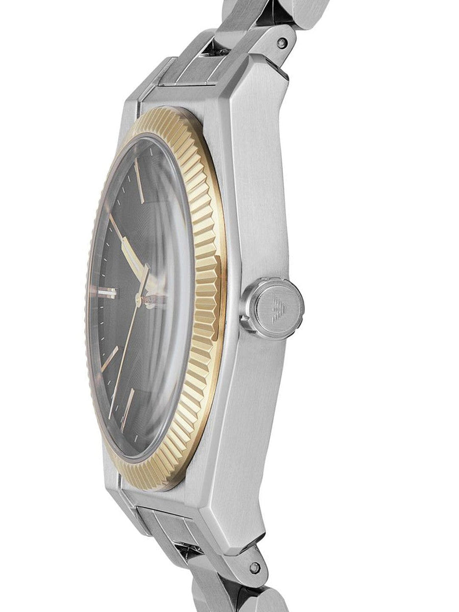 Emporio Armani Federico Black Dial Silver Steel Strap Watch for Men - AR80077