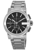 Gucci G Chrono Black Dial Silver Steel Strap Watch For Men - YA101204