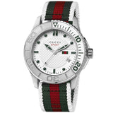 Gucci G Timeless White Dial Two Tone Nylon Strap Watch For Men - YA126231